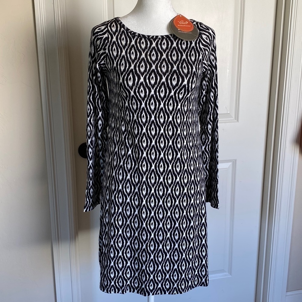 NWT Yala dress boat neck Bamboo Women’s XS Abstract diamond Eco Friendly Organic